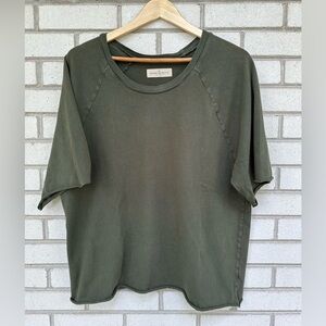 Imogene and Willie olive green raglan tee shirt + tshirt XL raw hems